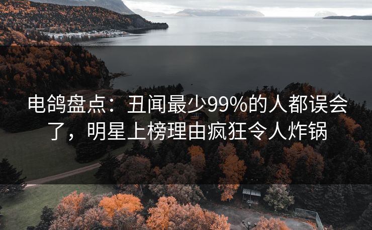 电鸽盘点：丑闻最少99%的人都误会了，明星上榜理由疯狂令人炸锅