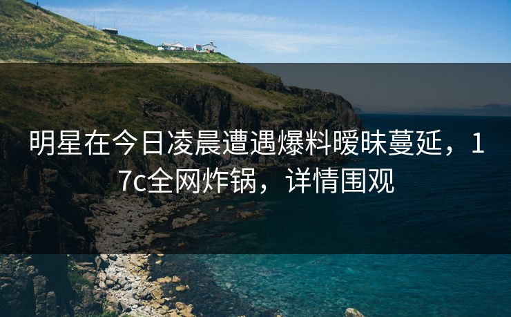 明星在今日凌晨遭遇爆料暧昧蔓延，17c全网炸锅，详情围观