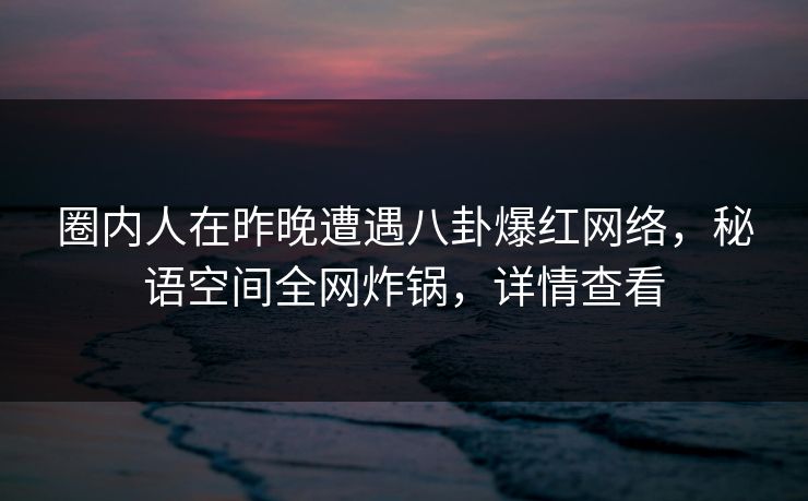 圈内人在昨晚遭遇八卦爆红网络，秘语空间全网炸锅，详情查看