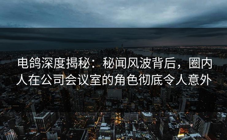 电鸽深度揭秘：秘闻风波背后，圈内人在公司会议室的角色彻底令人意外
