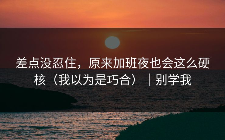差点没忍住，原来加班夜也会这么硬核（我以为是巧合）｜别学我